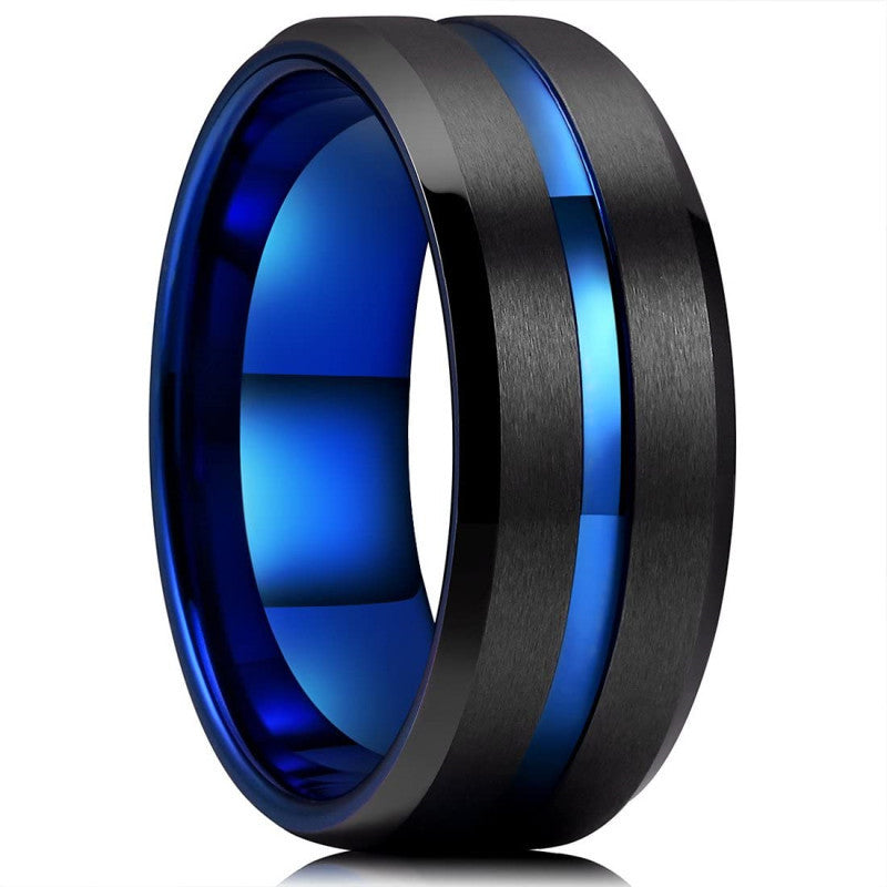 Fashion Creative Blue And Black Plating Two-color Ring