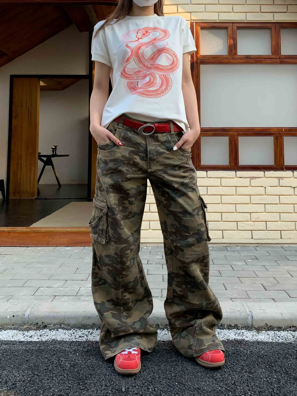 Camouflage Zipper Three-dimensional Pocket Denim Overalls