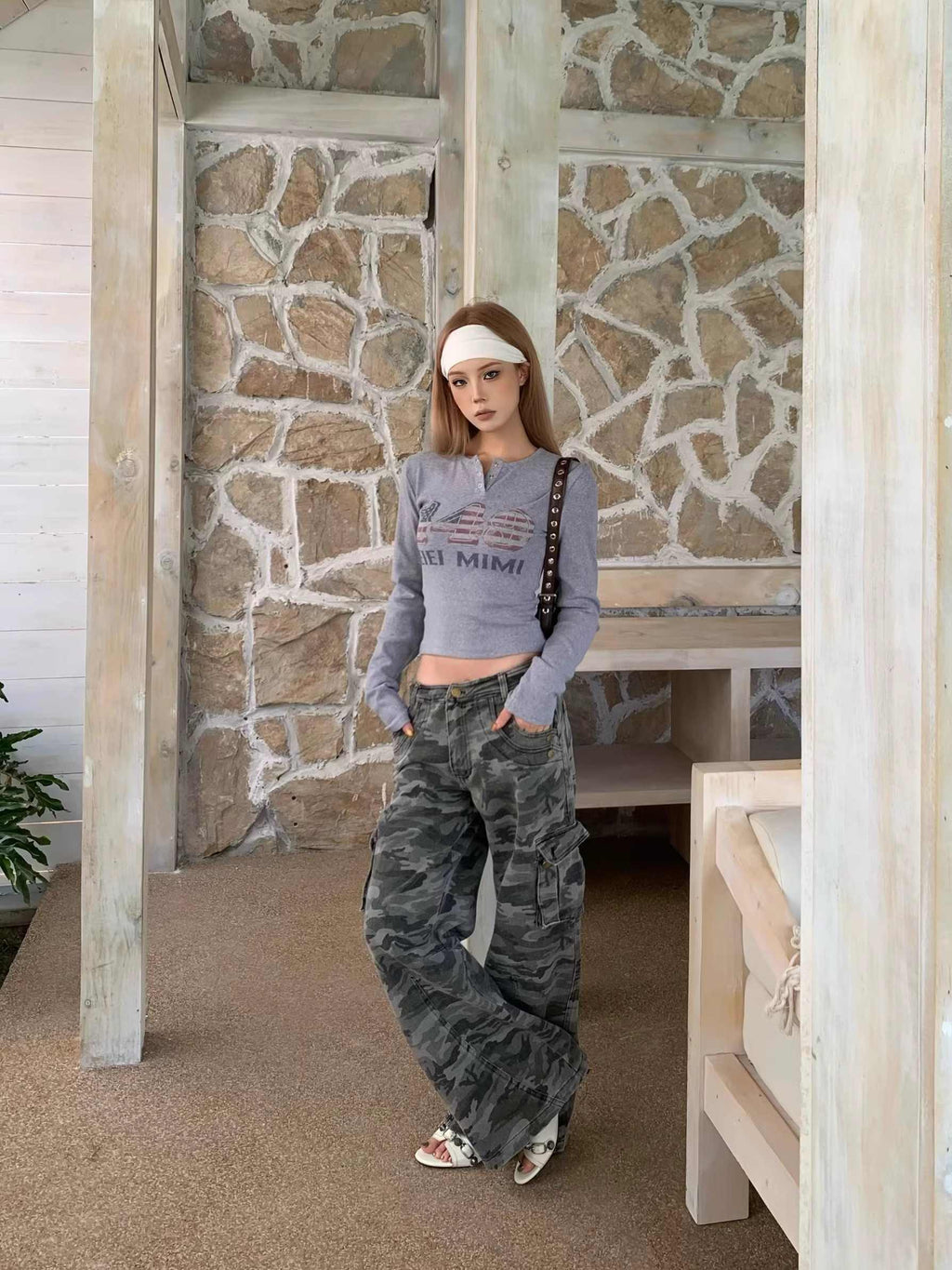 Camouflage Zipper Three-dimensional Pocket Denim Overalls
