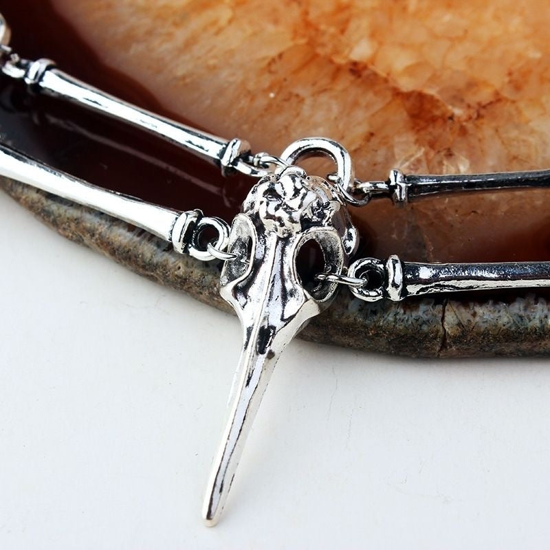 Fashionable New European And American Gothic Bird Skull Necklace